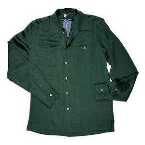 NWT Ralph Lauren 100% Silk Button Down Relaxed Fit Blouse Shirt. Sz 2 Green $298